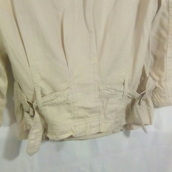 Vintage H&M Ivory 3/4 Sleeves Square Neckline Zipper Accent Top Size 2 - Picture 4 of 8